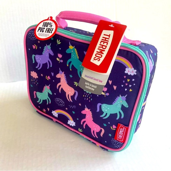 Thermos Kids Soft Insulated Lunch Box Unicorn Rainbow Purple Pink - Picture 6 of 8